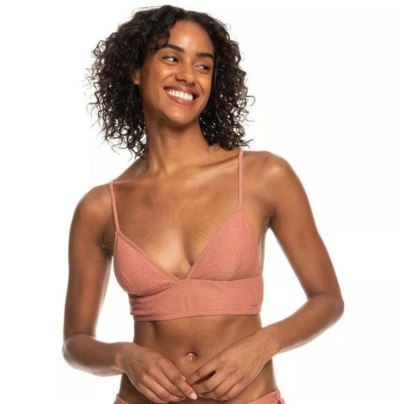 Roxy NWT XL Bikini Top Coconut Crew Tank Swim Top Pink Neutral Shimmer‎ - Picture 3 of 10